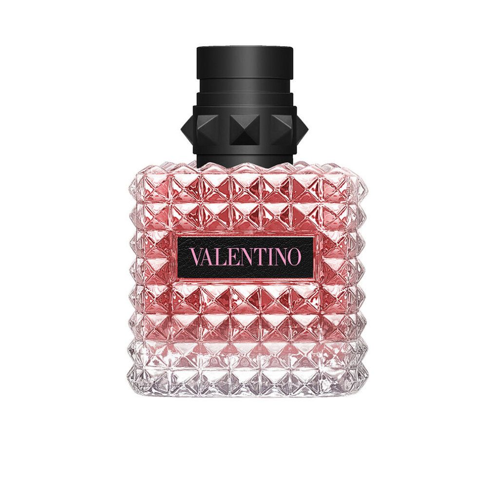 Valentino Born In Roma Eau de Parfum. Flacone con tappo nero. Testo: Valentino.