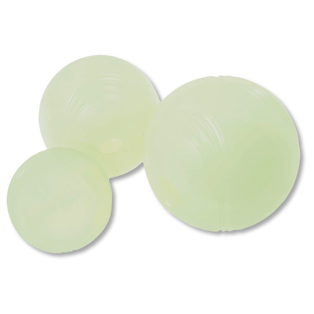 Tre palline luminose. Diverse dimensioni. Superficie scanalata. Per cani.