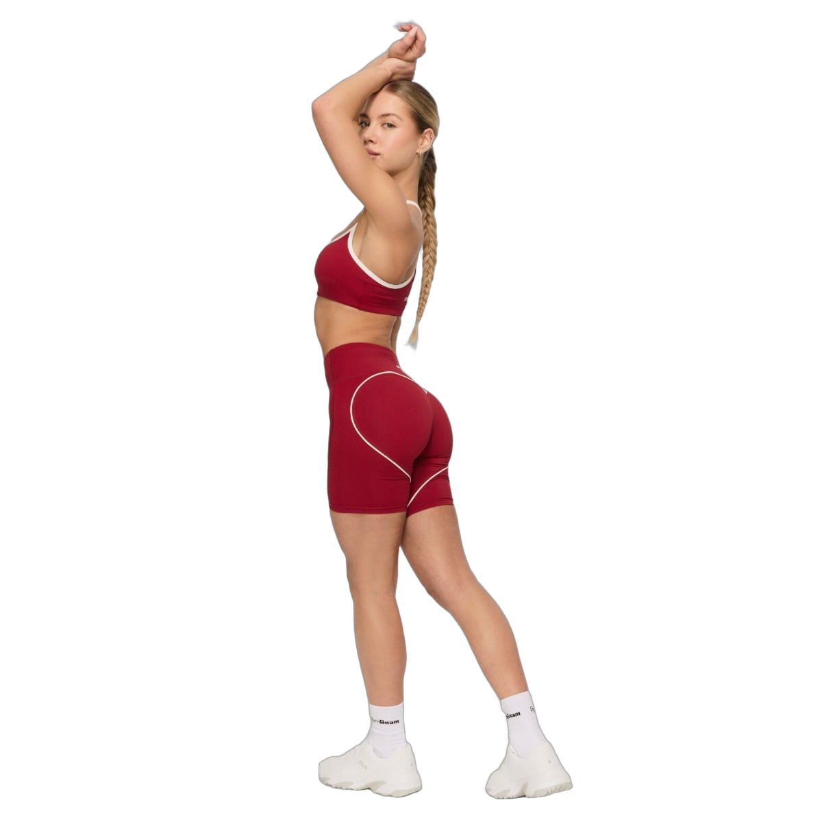 GymBeam Pantaloncini donna slim a vita alta Varsity Red