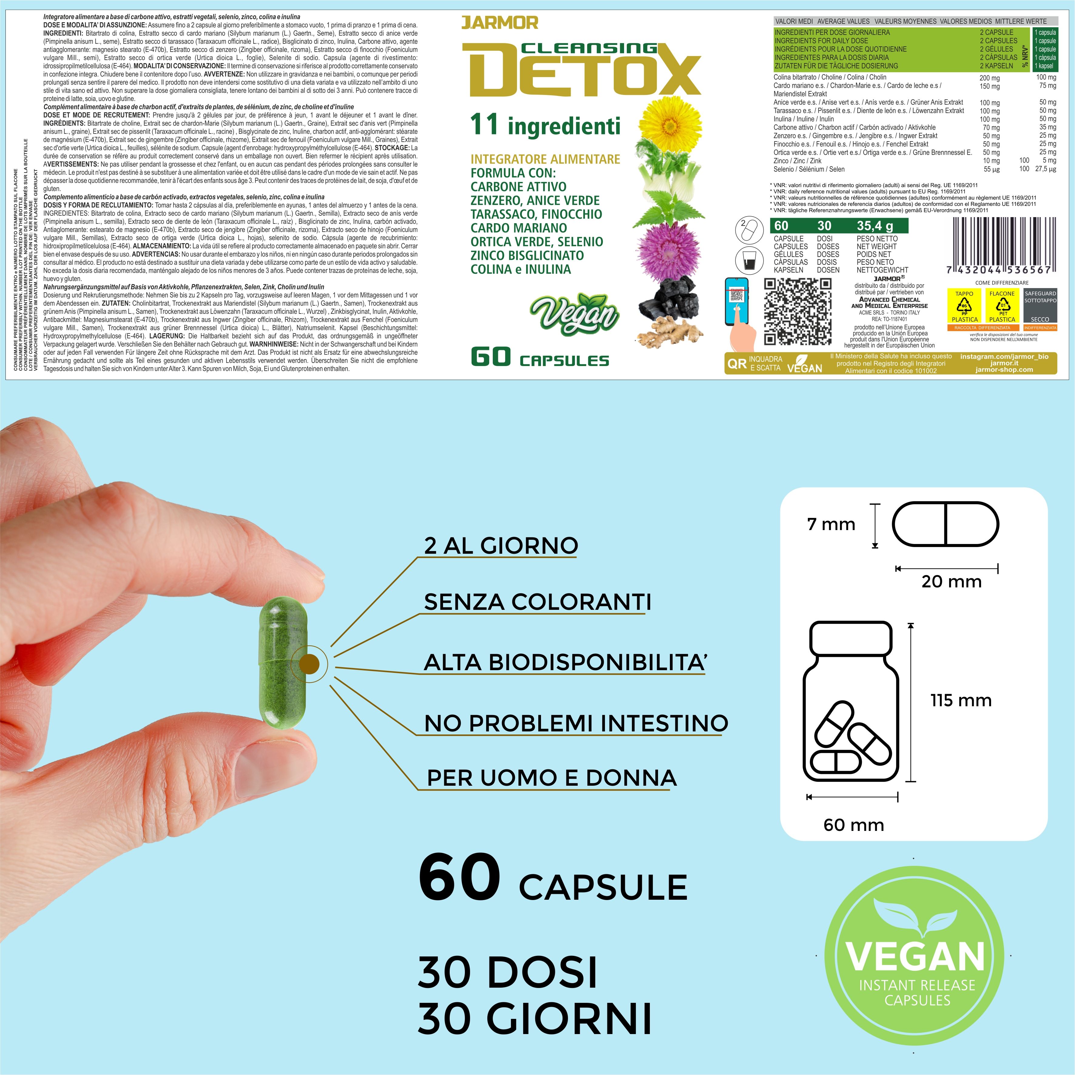 Detox Depura Fegato e Intestino 60 Capsule | Depurativo Fegato, Drenante Forte con Cardo Mariano