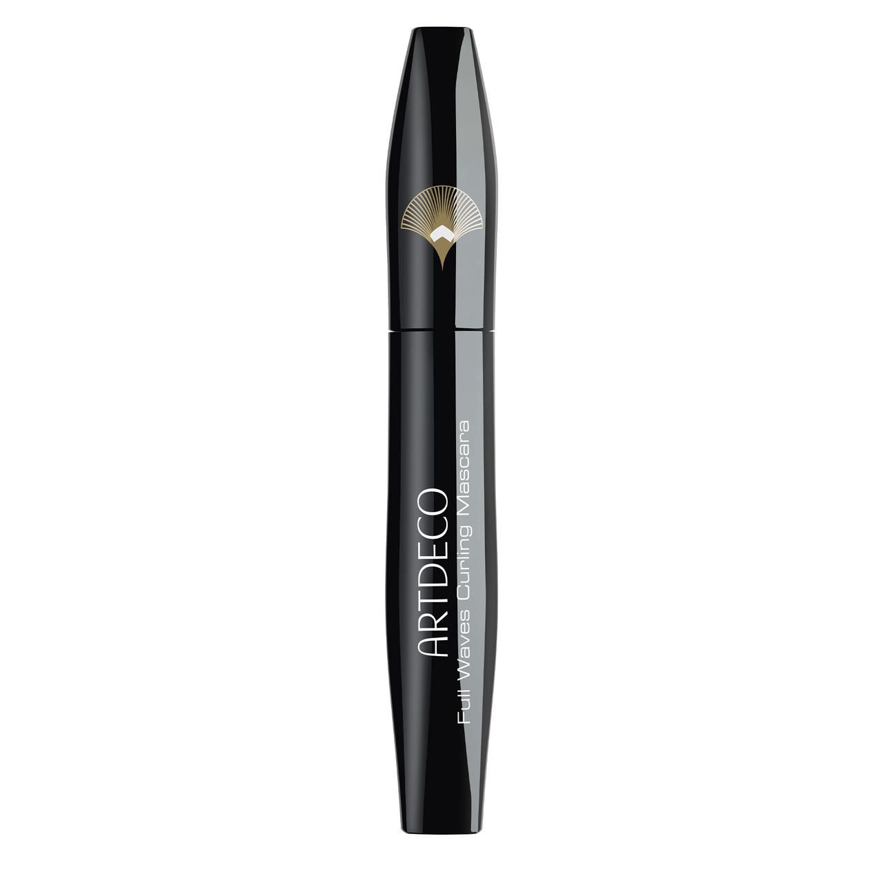 Tubo di mascara nero con logo dorato e scritta "ARTDECO Full Waves Curling Mascara".