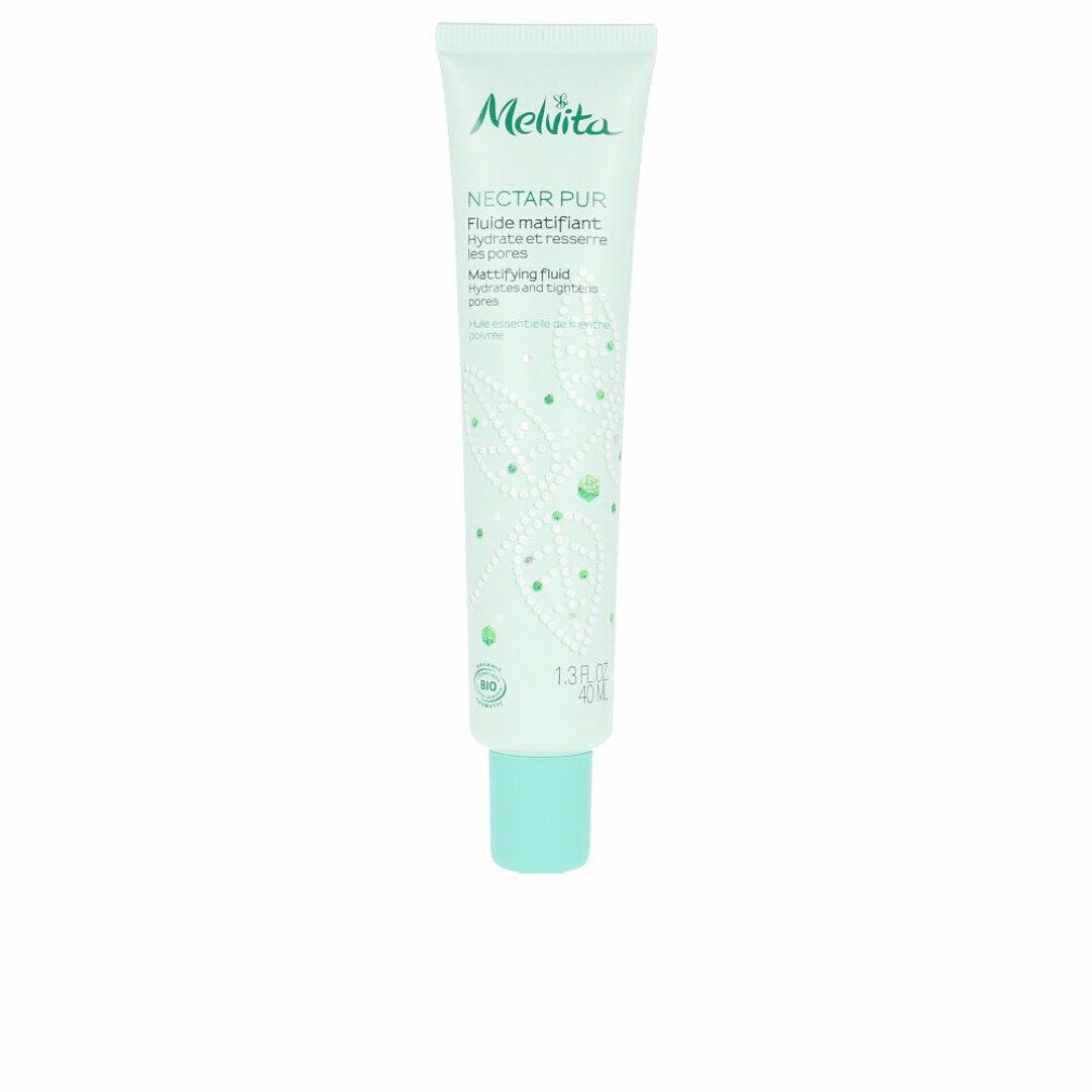 Tubo con tappo verde. Scritta: NECTAR PUR, Fluido matificante. Contiene 40 ml. Certificazione bio.