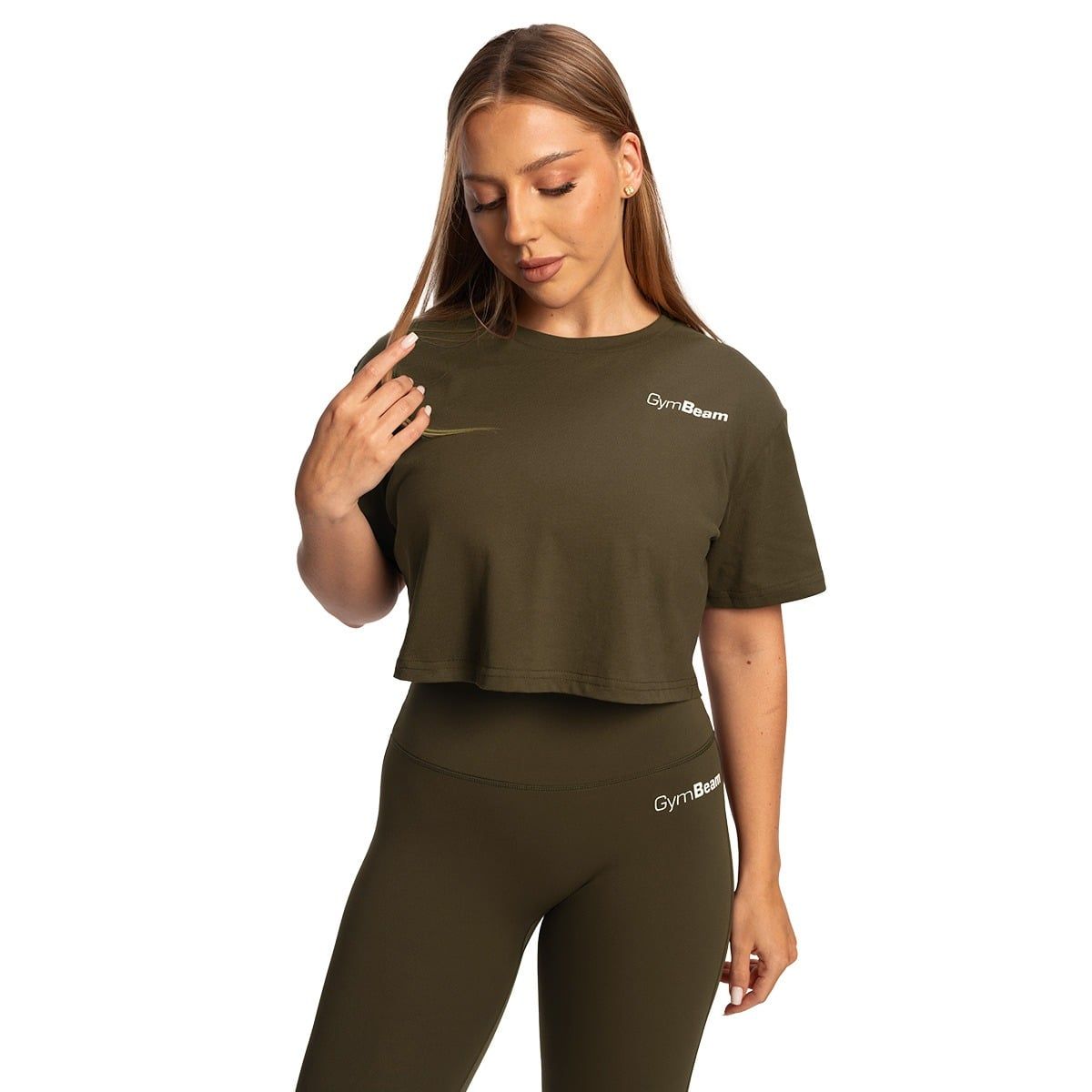 GymBeam Crop Top donna Limitless in cotone con manica corta Espresso
