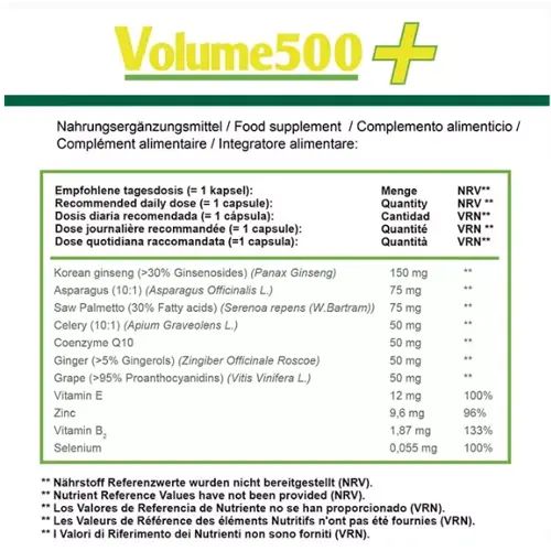 500Cosmetics Volume500 Pillole per volume dello sperma