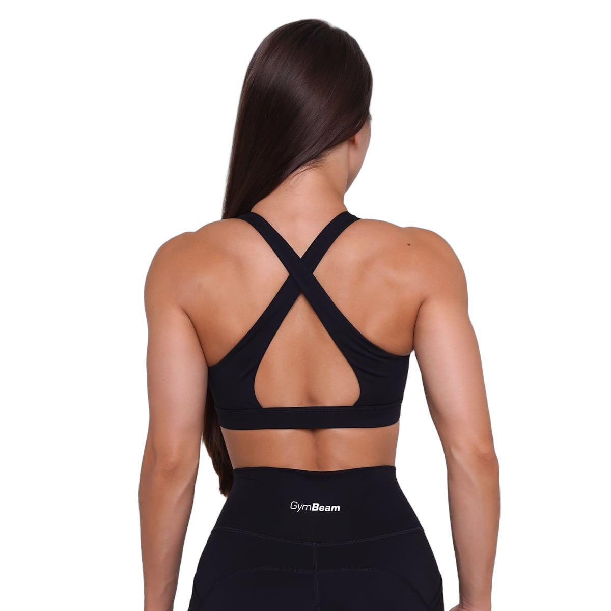 GymBeam Reggiseno sportivo donna Ignite nero con spalline incrociate
