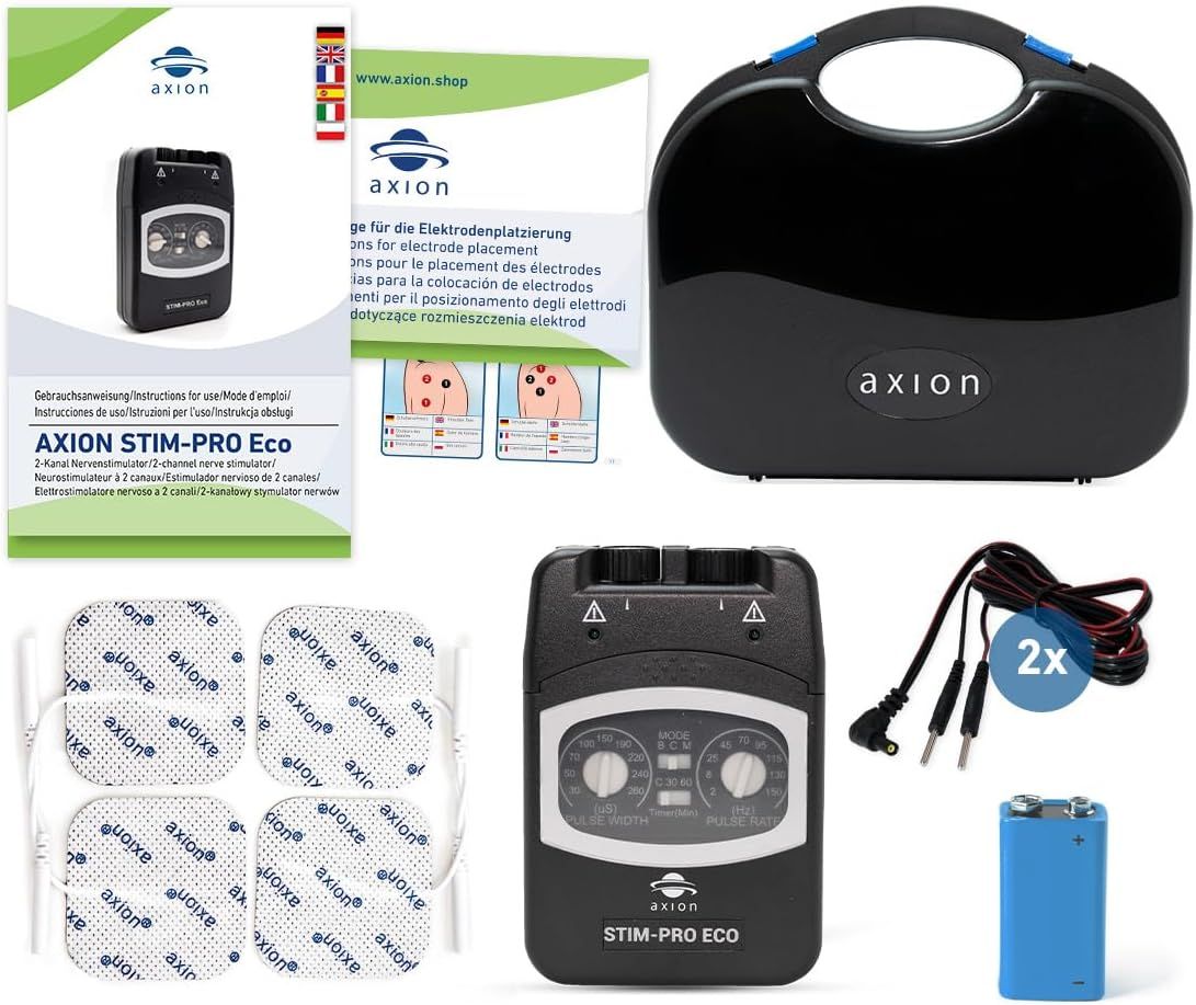 Diverse parti del corpo con elettrodi. axion STIM-PRO ECO. Sollievo mirato dal dolore. Elettrodi.