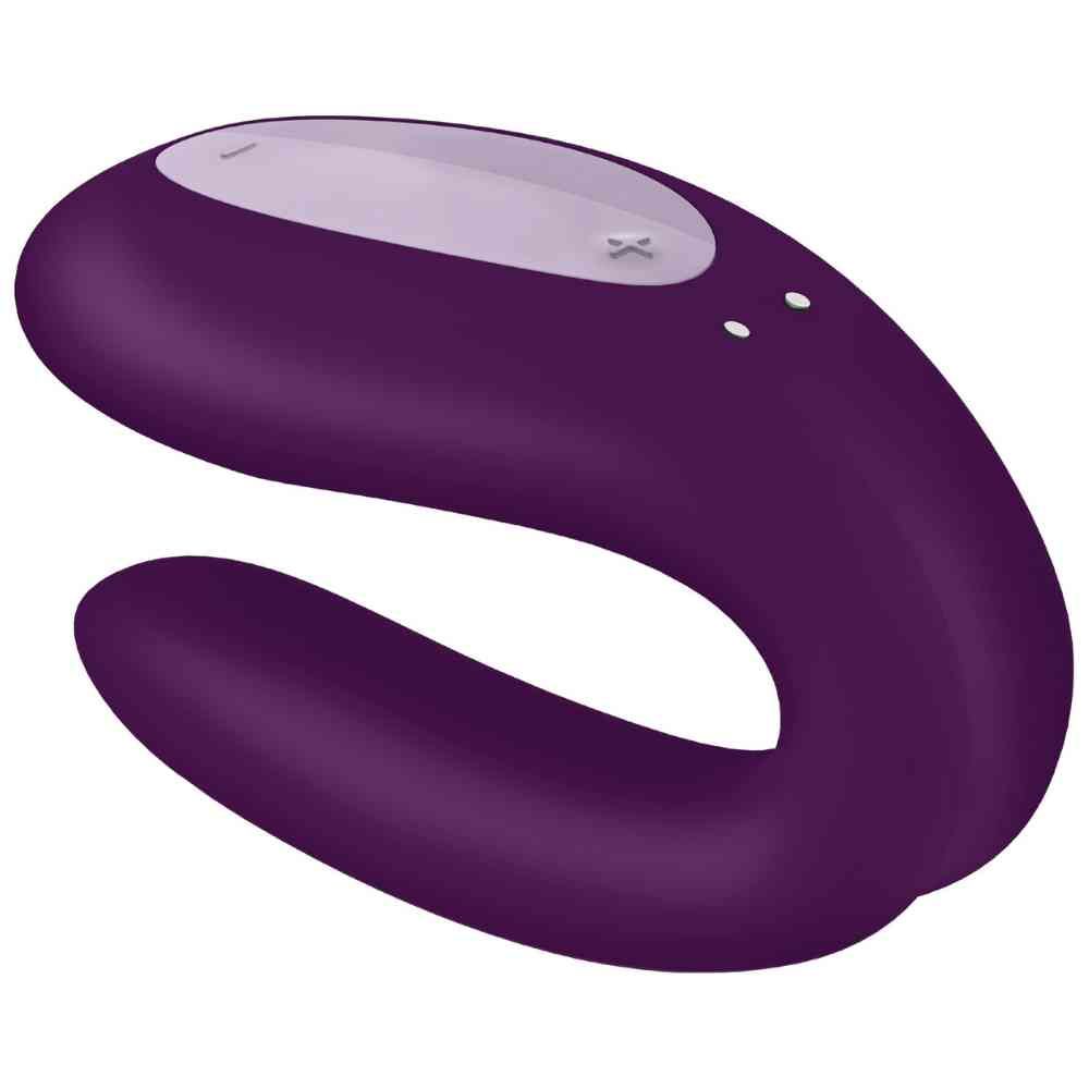 Dispositivo viola dalla forma arrotondata. Due pulsanti e un pannello di controllo. In silicone.