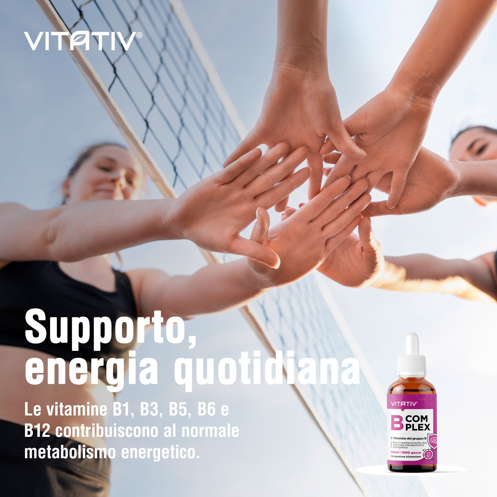 VITATIV® B Complex Vitamine Gruppo B - Integratore in Gocce con Vitamina B1, B3, B5, B6 e B12