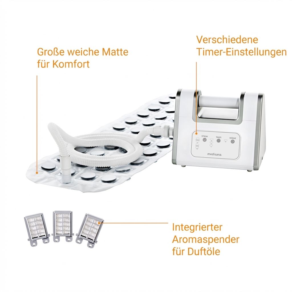 Set bagno a bolle: tappetino, unità, tubo, 3 filtri e descrizione del diffusore di aromi.