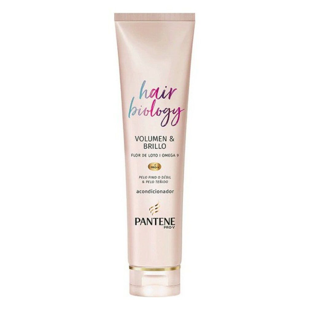 Tubo beige Hair Biology, Volumen & Brillo, Pantene Pro-V. Balsamo per capelli fini e deboli.