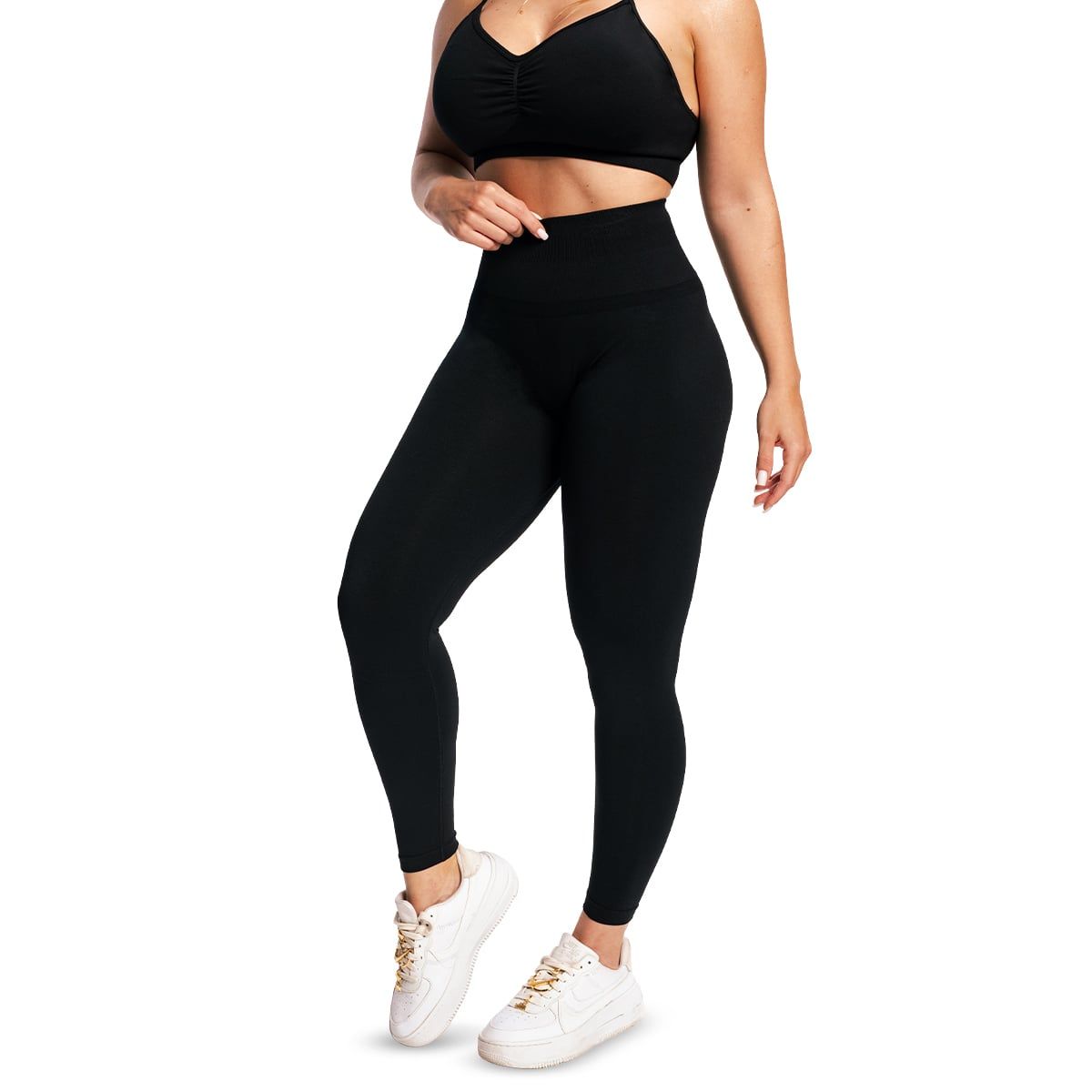 GymBeam Leggings donna Sculpt Seamless Black a vita alta senza tasche