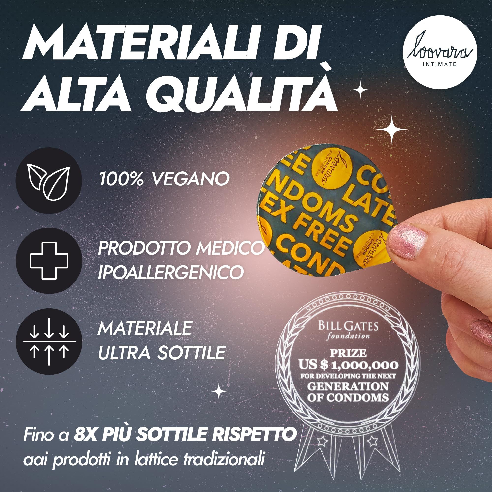 Preservativi Loovara senza lattice, 12 pezzi, taglia standard, ultra sottili.