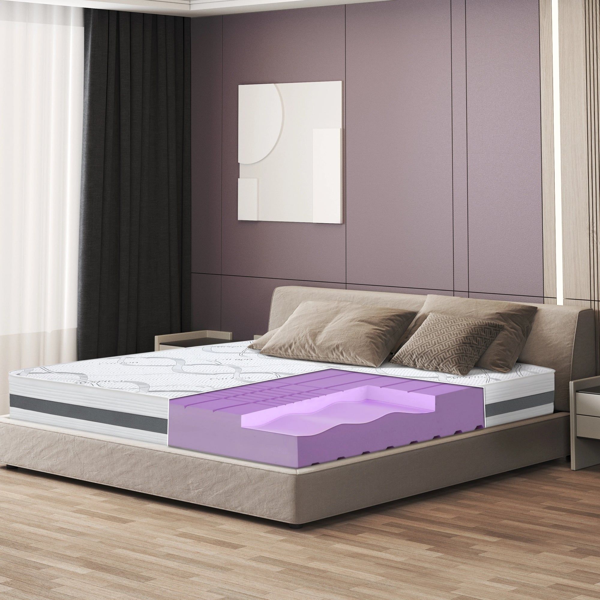 The White Stone Materasso a Una Piazza e Mezza 130x190 cm a Media Rigidita' | Altezza 25 cm