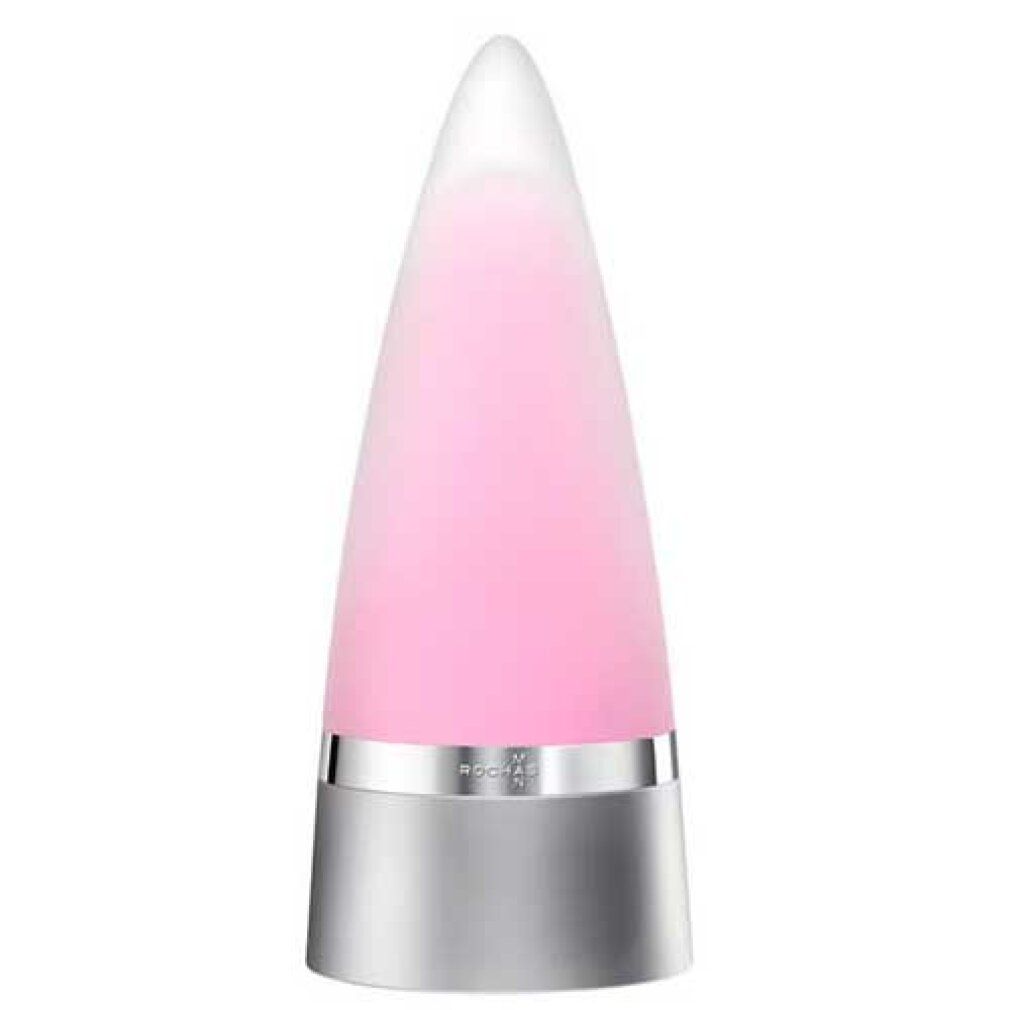Rochas Man Intense Eau De Parfum Spray. Flacone a cono con base argentata. Liquido rosa visibile.
