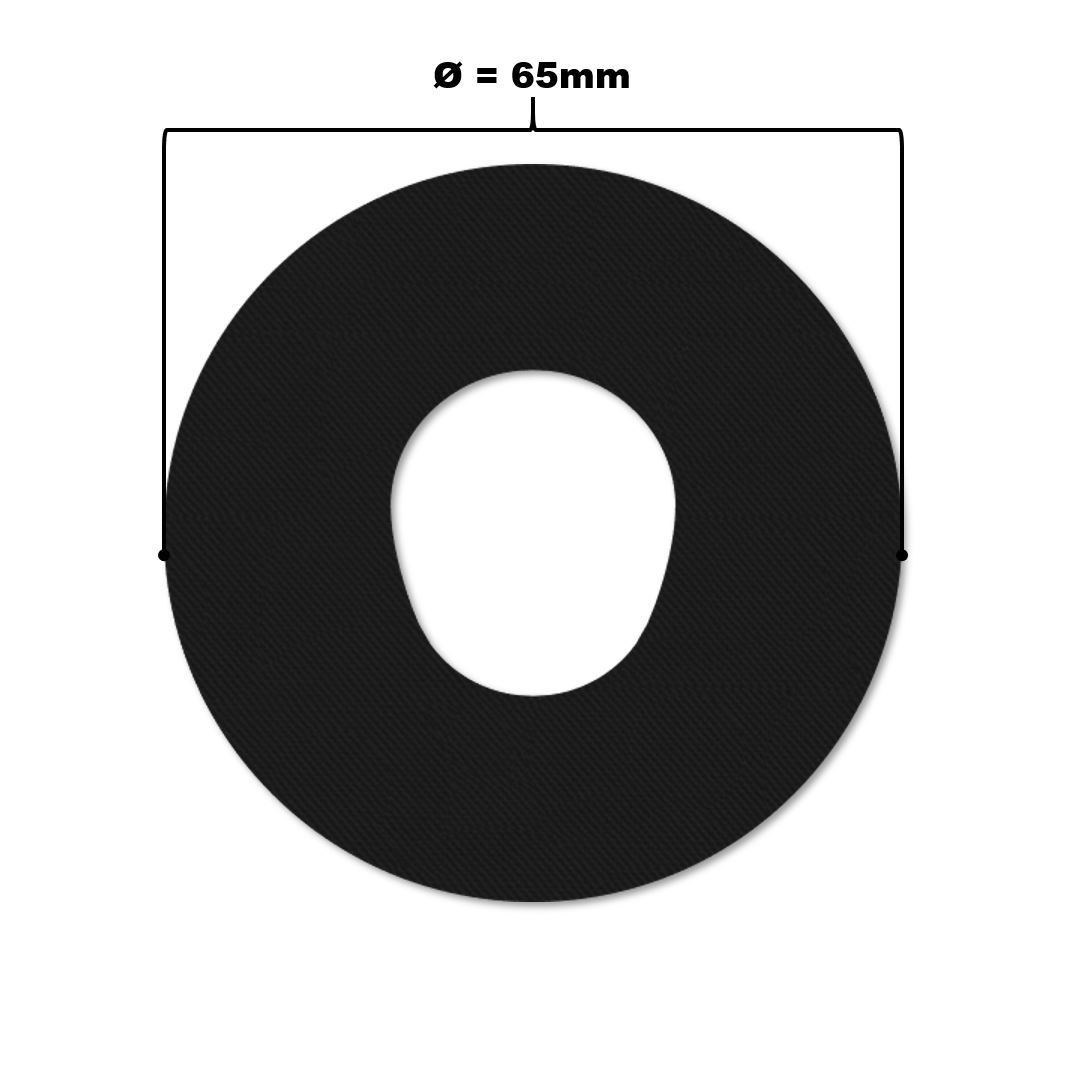 Cerotto nero con foro, diametro 65mm. Superficie scanalata.