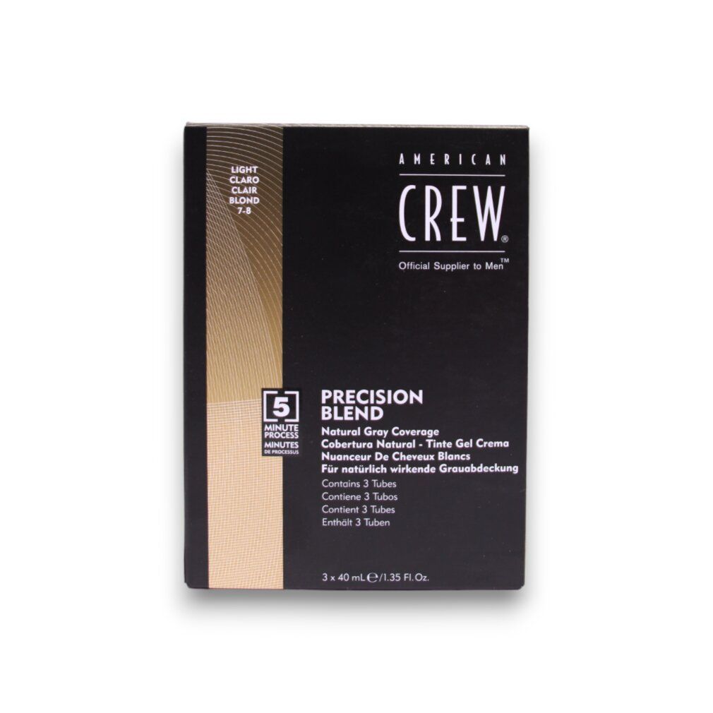 Scatola con il marchio American Crew e il nome del prodotto Precision Blend. Contiene 3 tubi.