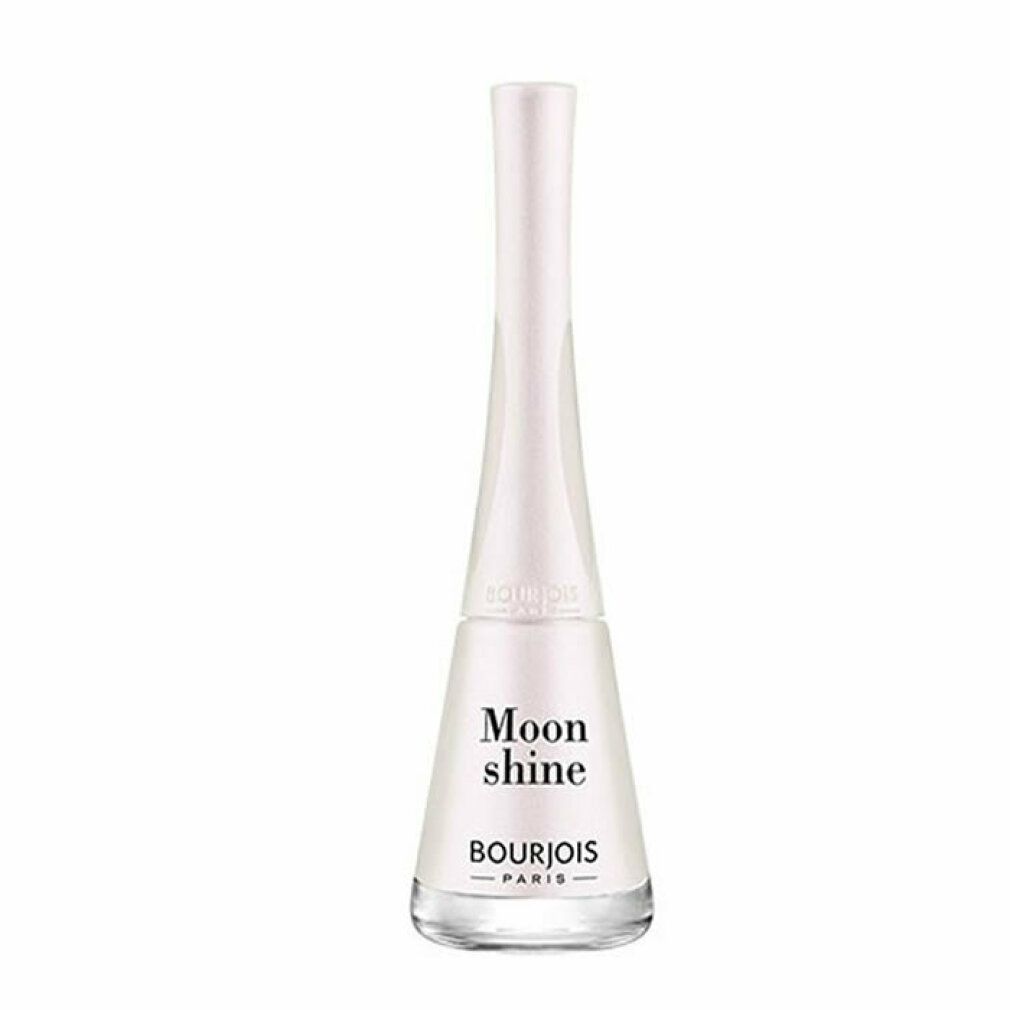 Flacone di smalto bianco, con la scritta 'Moon shine' e 'Bourjois'.