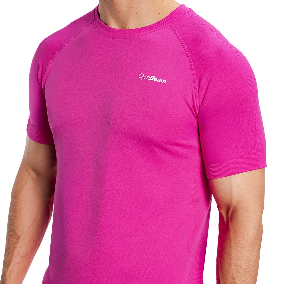 Maglietta da corsa da uomo viola con maniche raglan e logo discreto.