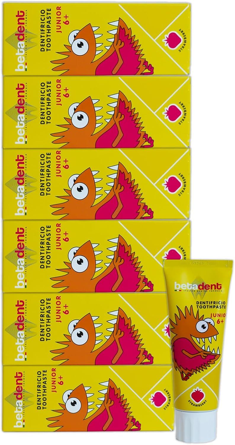 BETADENT - Dentifricio Junior 6+ - Naturale Antiplacca Anticarie - Gusto Fragola
