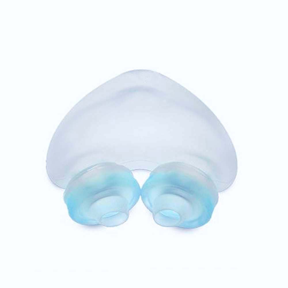 Dilatatore nasale in silicone trasparente con punte blu.