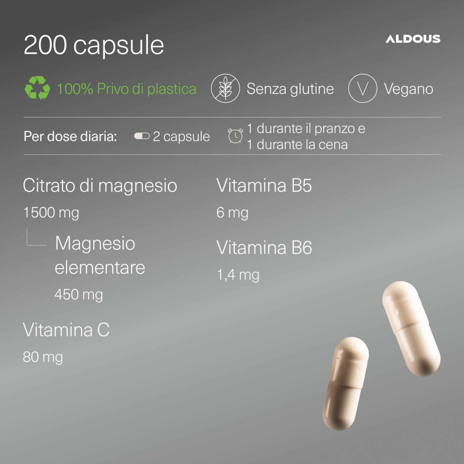 Aldous - Magnesio con Vitamine - Stanchezza, Articolazioni, Muscoli