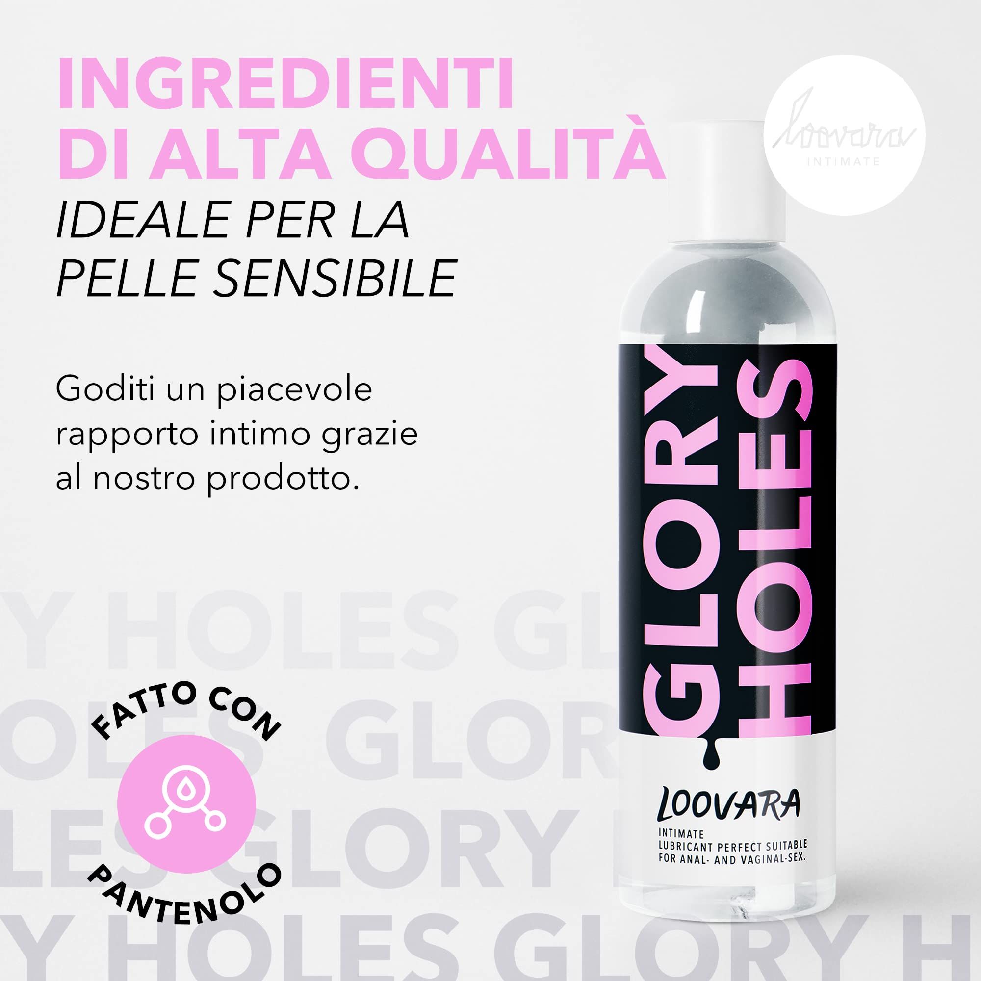 Gel lubrificante Loovara Glory Holes. Ingredienti di alta qualità, ideale per pelli sensibili, con pantenolo.