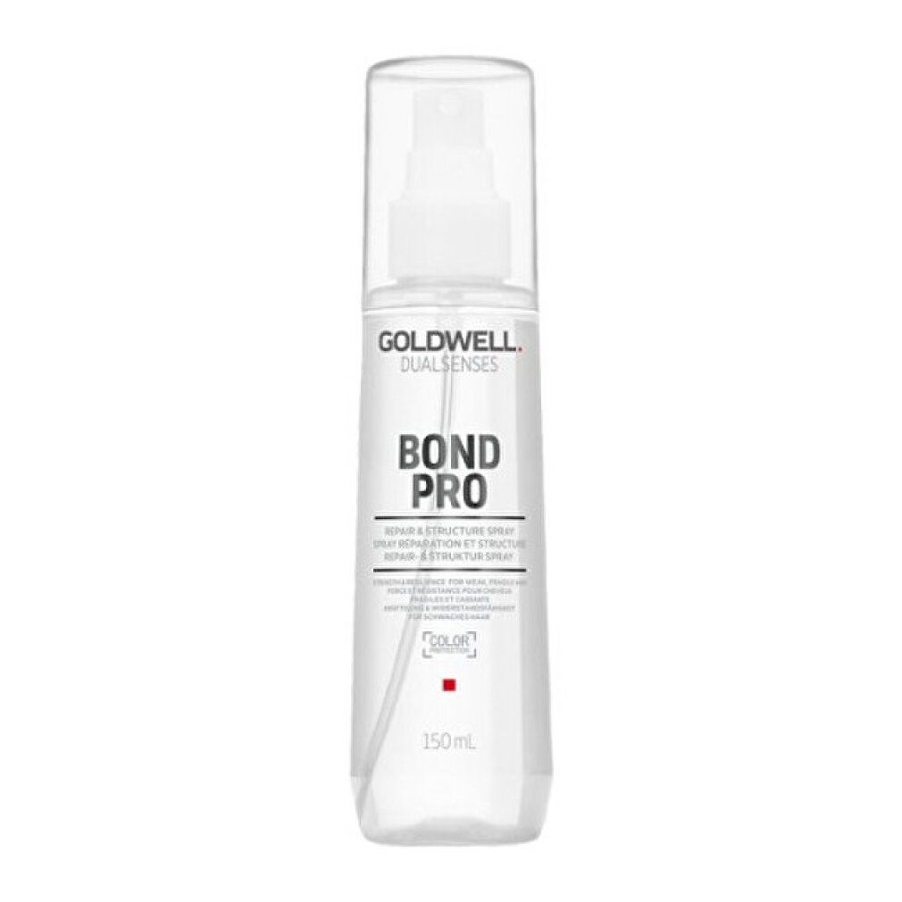 Spray Goldwell Dualsenses Bond Pro. Flacone trasparente con erogatore a spruzzo. Nome del prodotto e volume stampati.