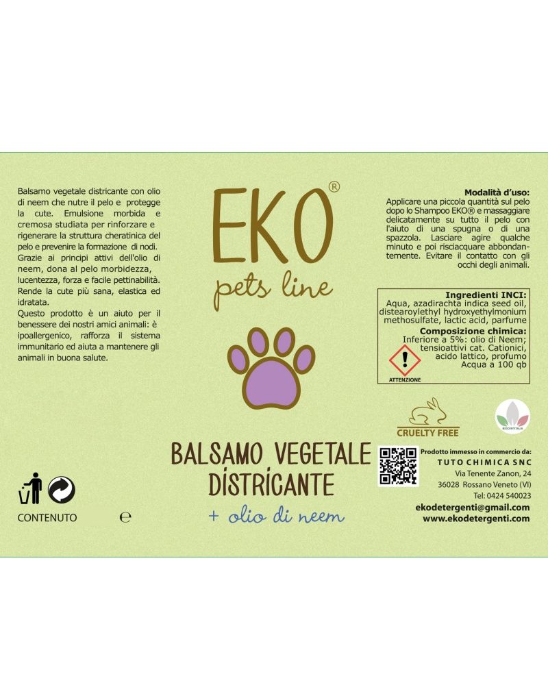 Eko Balsamo vegetale districante arricchito all'olio di neem