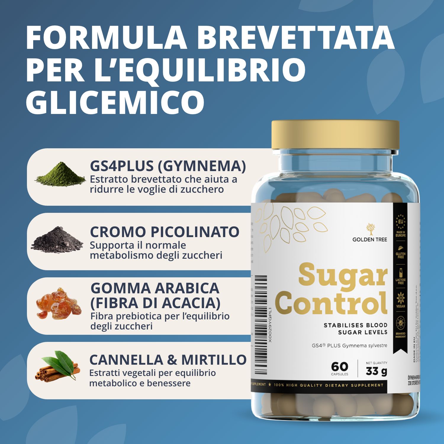 Capsule Golden Tree Sugar Control, 60 pezzi.