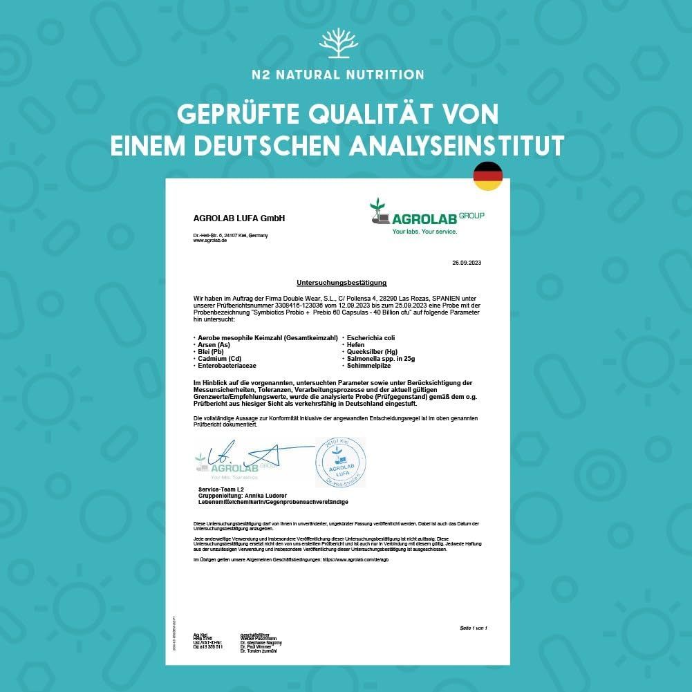 Documento di certificazione di Agrolab LUFA. Qualità verificata da un istituto di analisi tedesco.