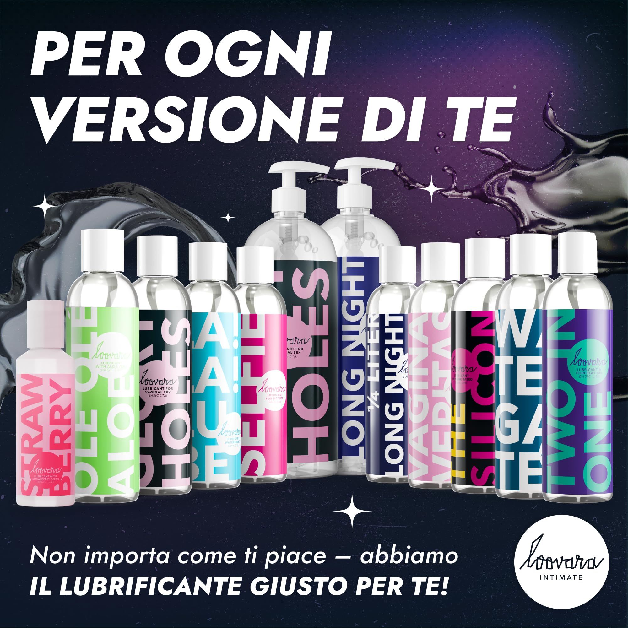 LOOVARA: Selezione di lubrificanti, inclusi Glory Holes, per ogni esigenza.