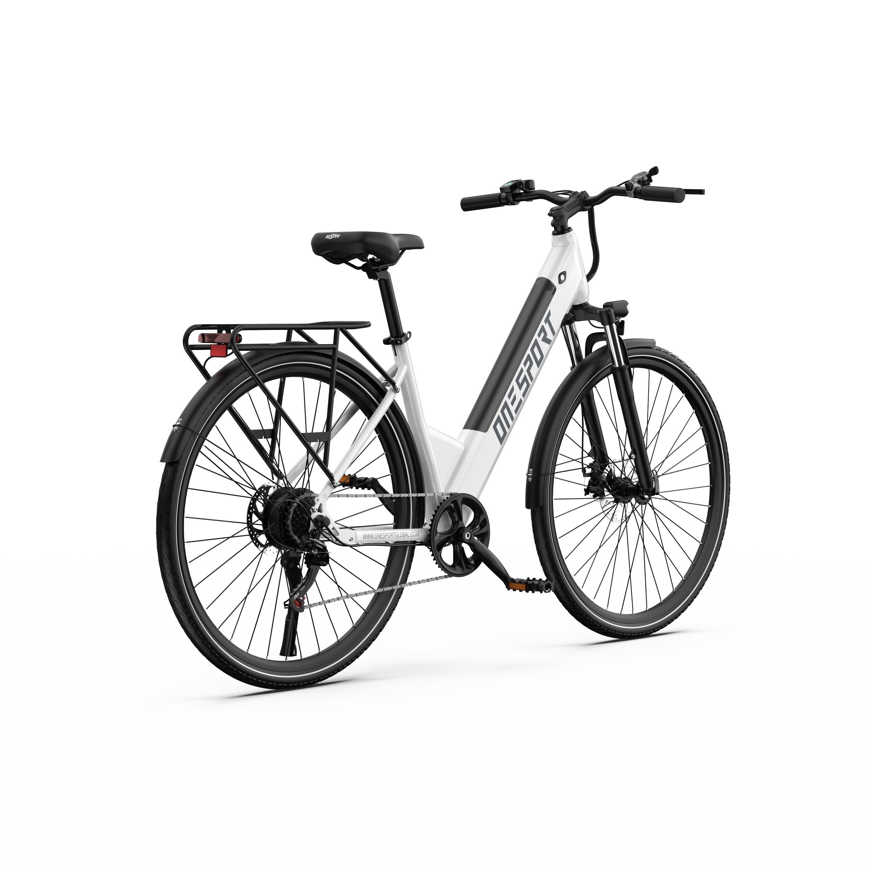 ONESPORT OT12 Bicicletta elettrica urbana da 27,5", batteria da 36 V 13 Ah, supporto app