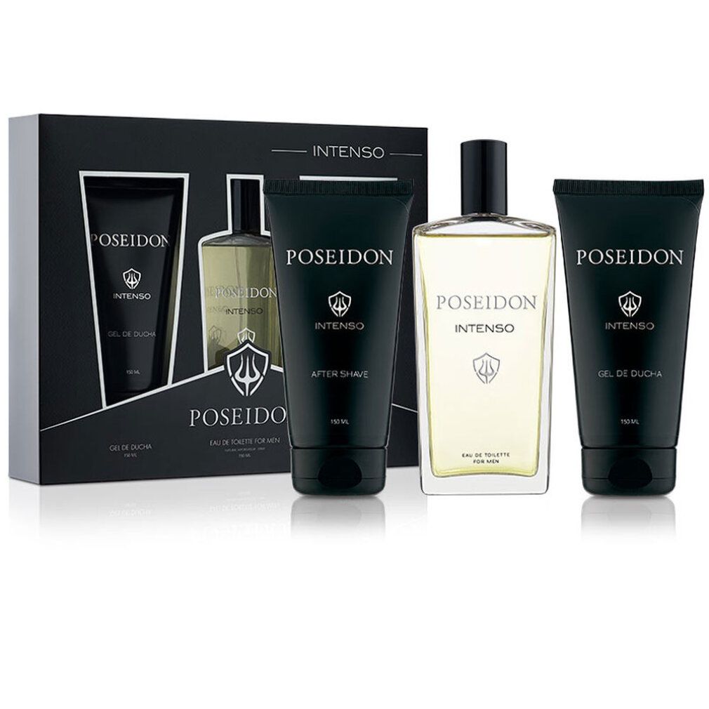Set regalo con flacone e due tubi neri. Confezione nera con nome e logo del prodotto. Flacone con liquido giallastro.