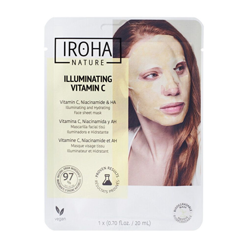 Maschera viso Iroha Nature Vitamina C, Niacinamide, Acido Ialuronico, 20ml.