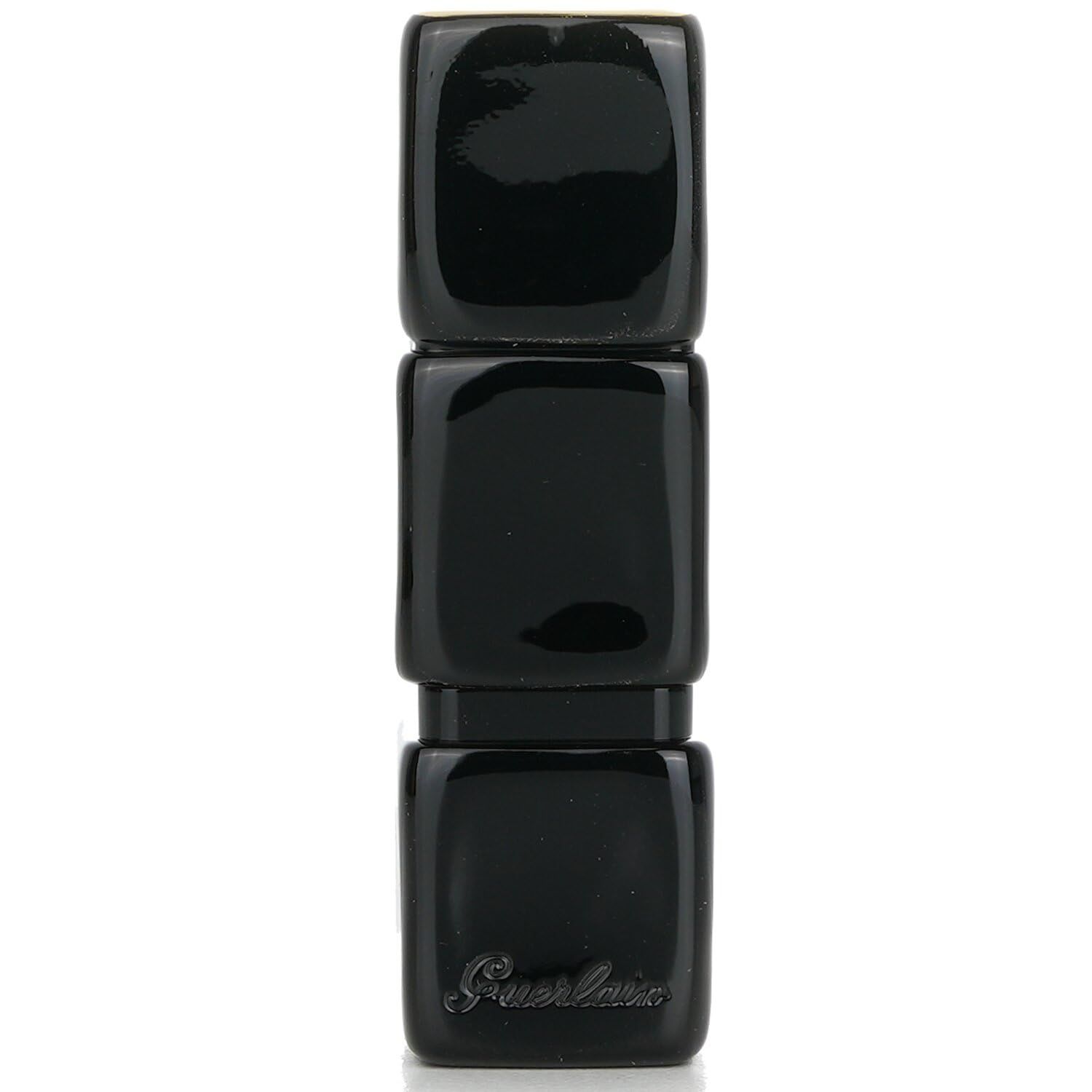Astuccio nero quadrato per rossetto. L'astuccio è in tre parti, con il marchio GUERLAIN.