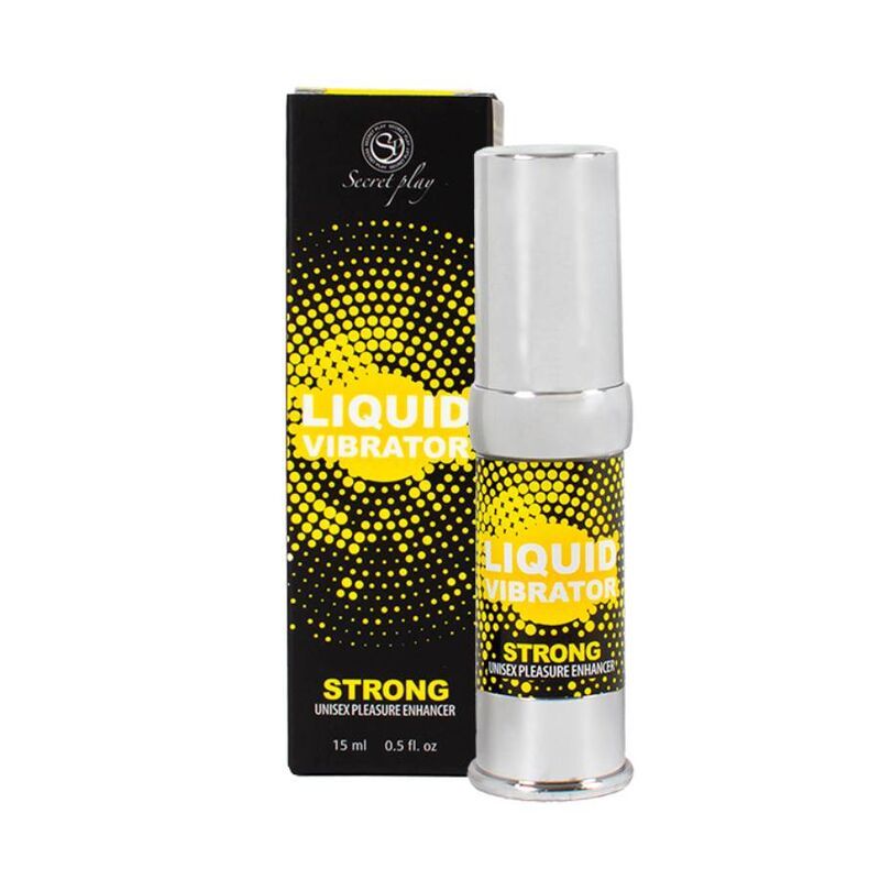 Flacone e confezione Secret Play Liquid Vibrator Strong, 15ml.