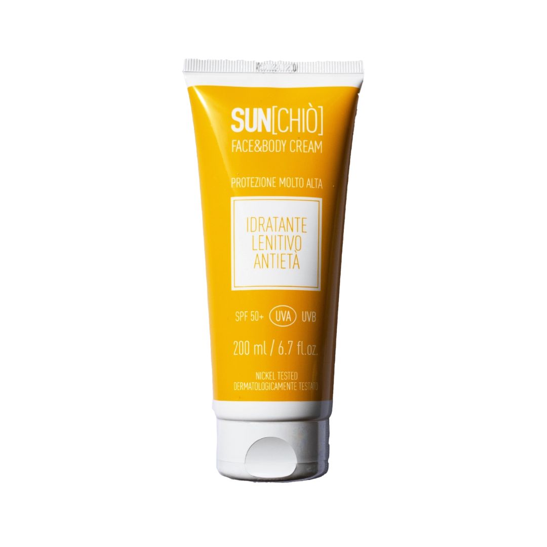 Chiò Skincare, Sunchiò Crema Solare Viso e Corpo 50+, Protezione Molto Alta, Formato Famiglia