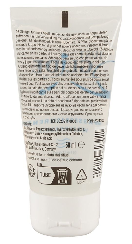 Tubo di lubrificante Just Glide a base acquosa con sigillo 'Molto Buono'