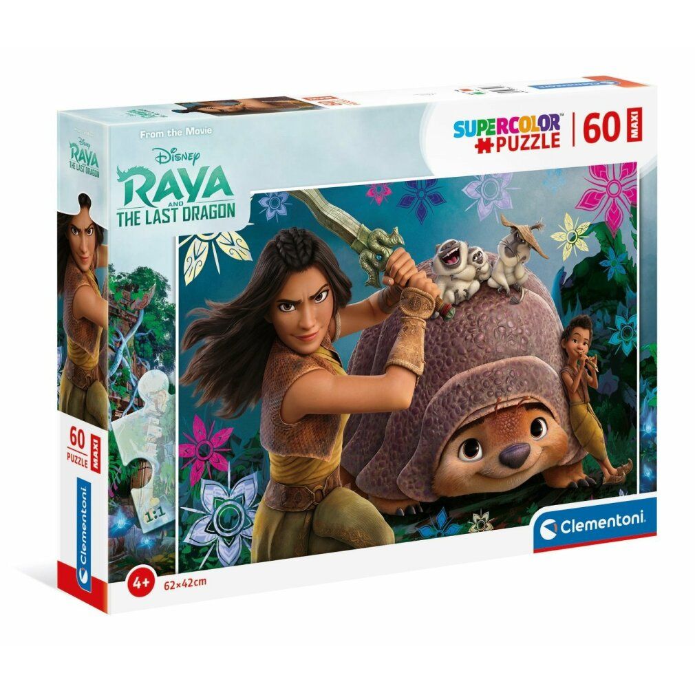 Puzzle Clementoni Raya Maxi 60 pezzi. Confezione con Raya, l'ultimo drago. 60 pezzi, 62x42cm. Puzzle Supercolor. Età: 4+