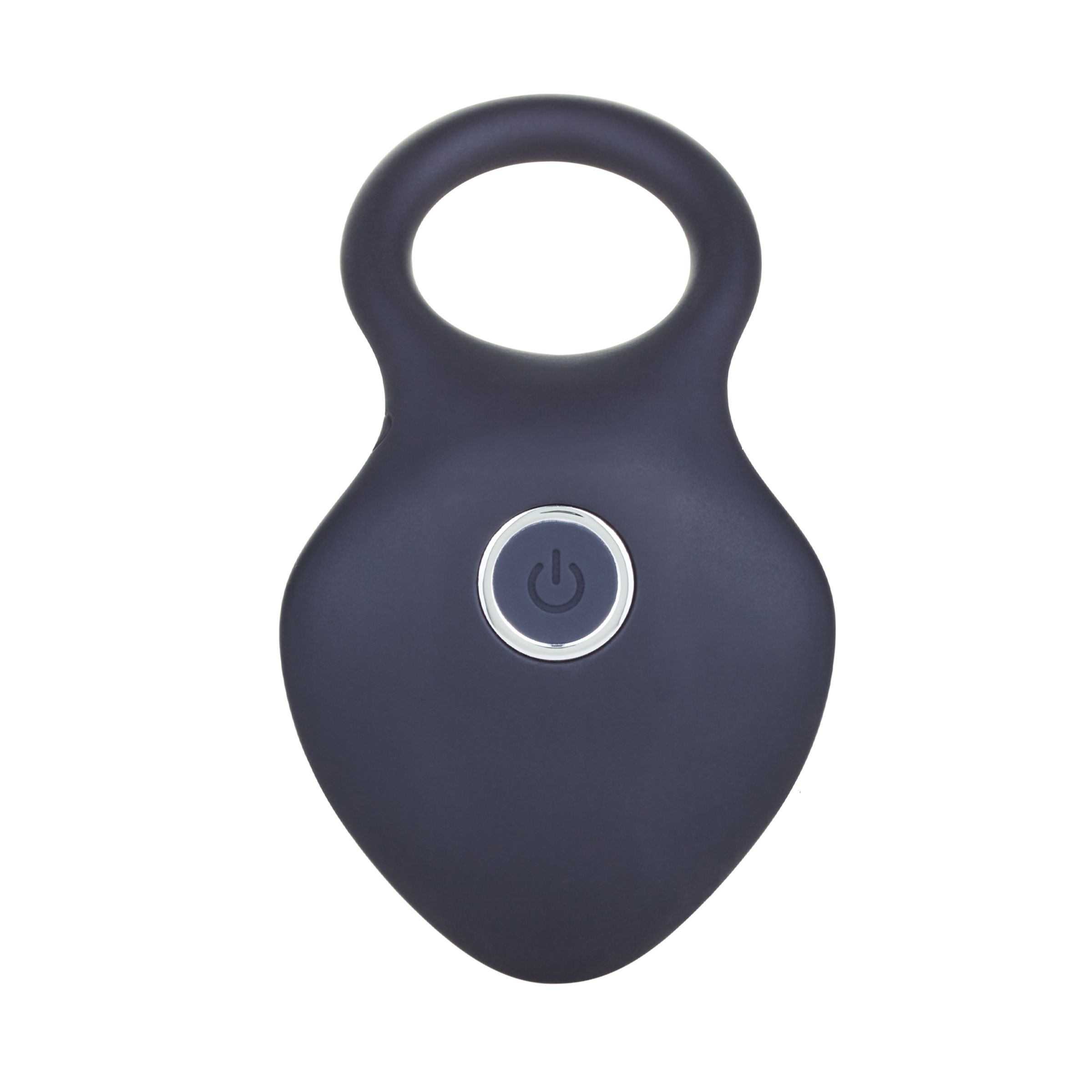 Prodotto benessere grigio scuro con manico e pulsante. Il pulsante mostra un simbolo di accensione/spegnimento.