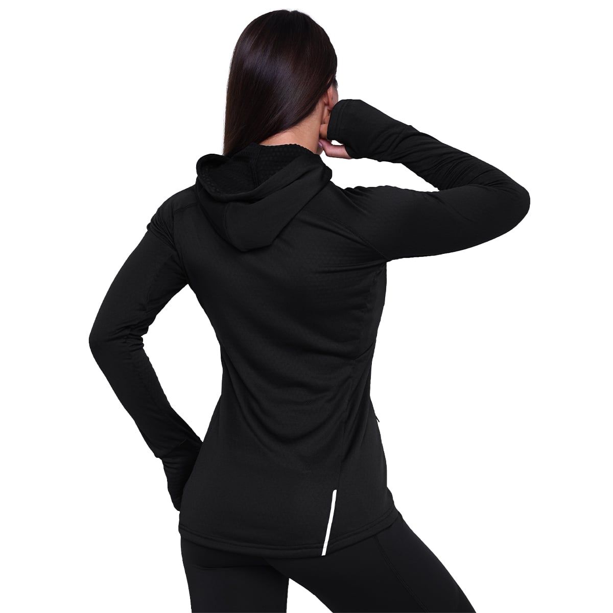 GymBeam Felpa Pulse Running donna slim 1/2 zip con cappuccio Black