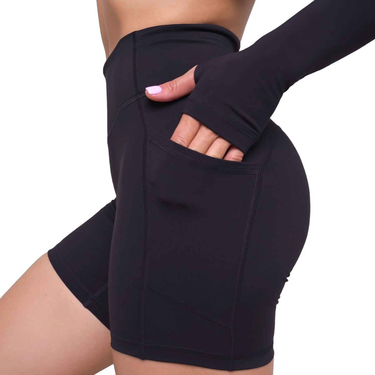 GymBeam Pantaloncini donna Ignite a vita alta con tasche nero