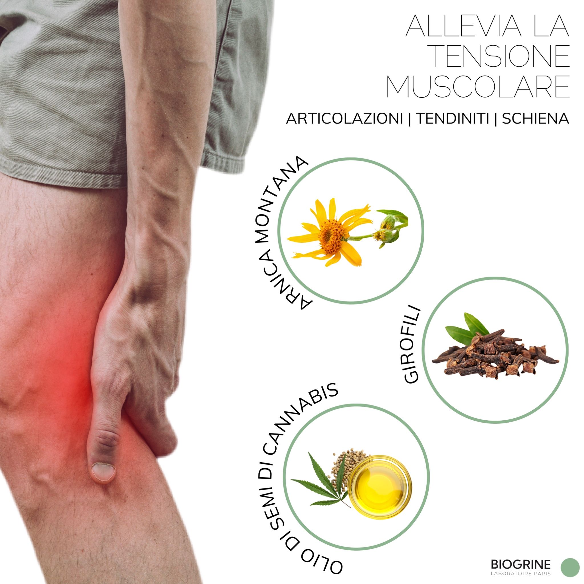 BIOGRINE Gel "REMEDY"  con Arnica, CBD Bio, Chiodi di Garofano e Cipresso