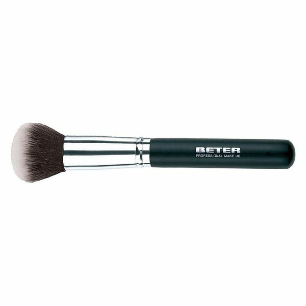 Pennello Beter Mineral Powder. Manico nero, ghiera argentata, setole chiare e scure. Scritta: BETER PROFESSIONAL MAKE UP.