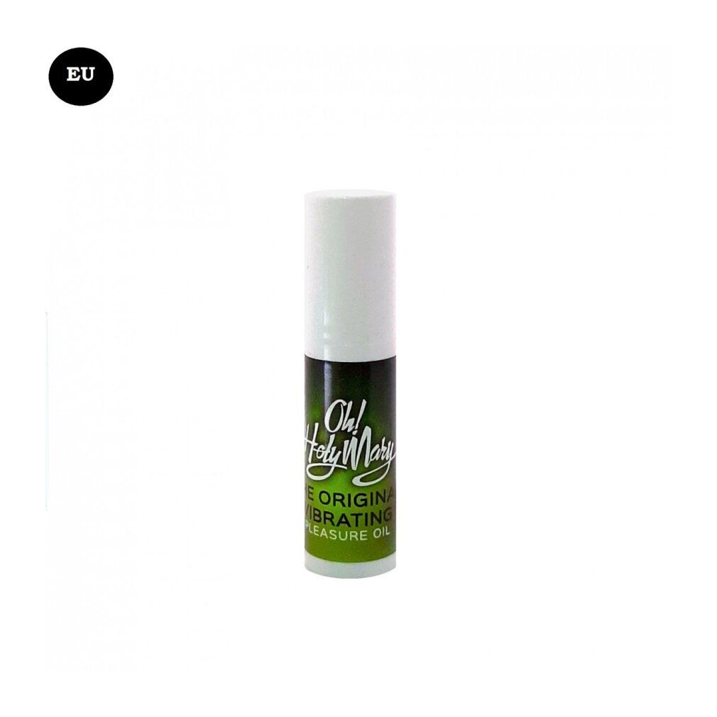 Flacone con tappo bianco e scritta verde. Scritta: Oh! Holy Mary. Contiene olio.