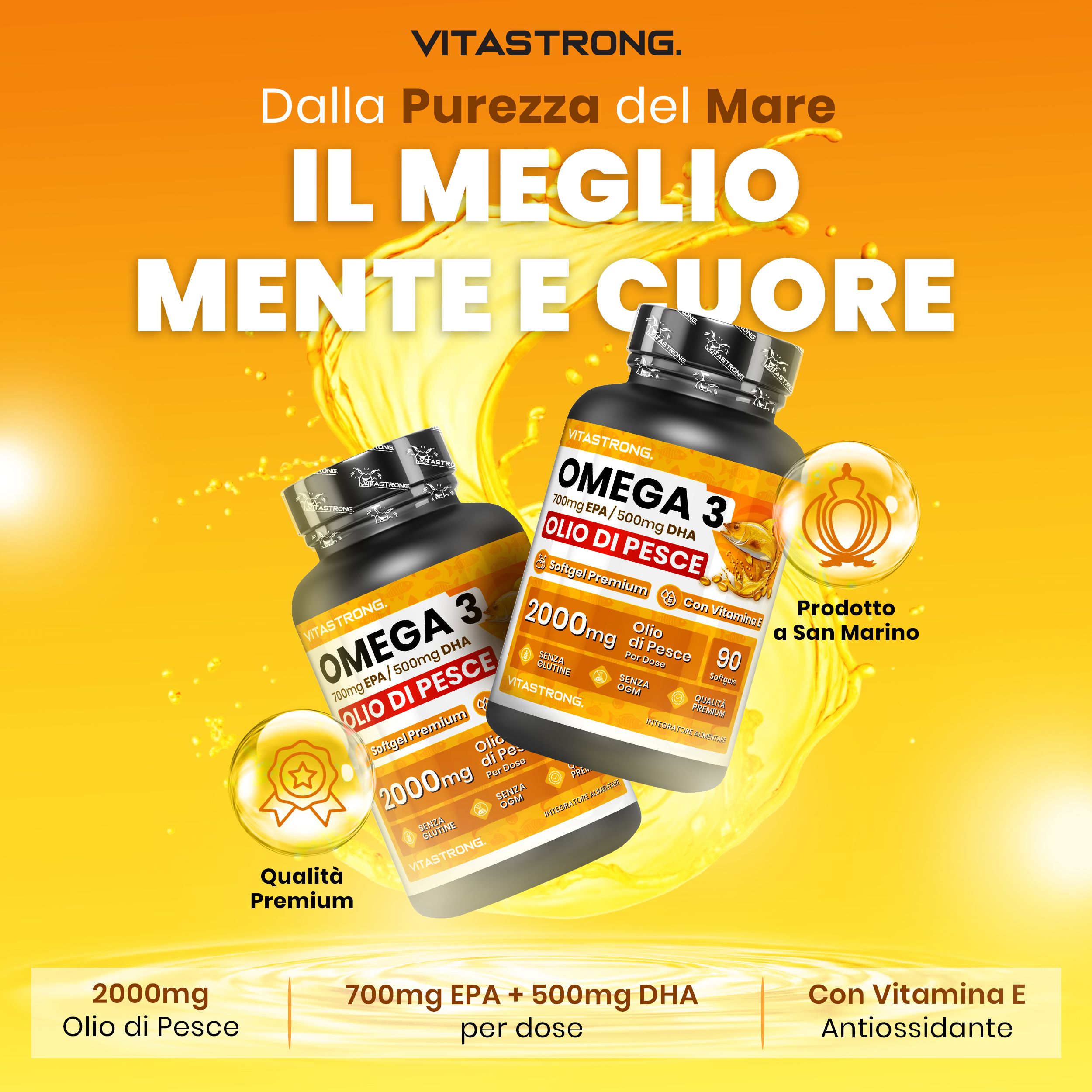 Vitastrong Omega-3 & Multivitaminico – Energia, sistema immunitario ed EPA + DHA