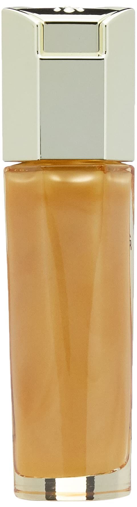 Flacone dorato, tappo argentato. Vista del prodotto.