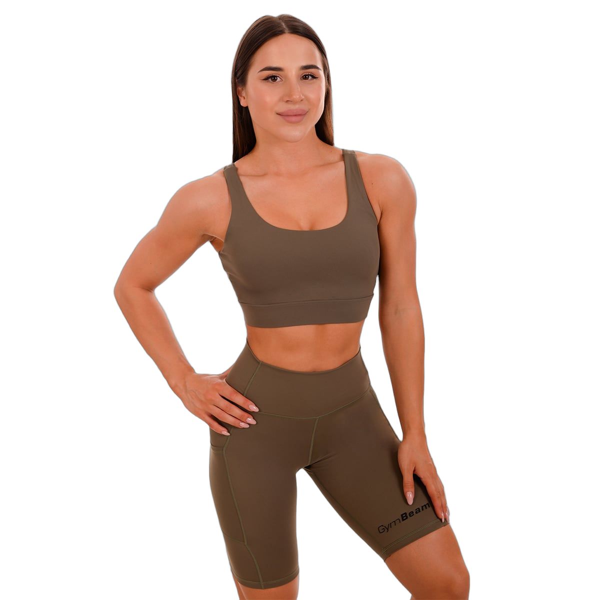 GymBeam Reggiseno sportivo da donna Cut-Out oliva con spalline regolabili