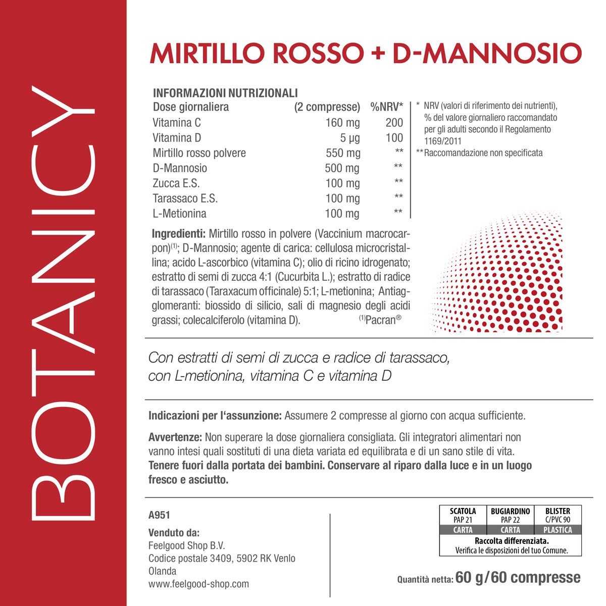 Botanicy MIRTILLO ROSSO + D-MANNOSIO
