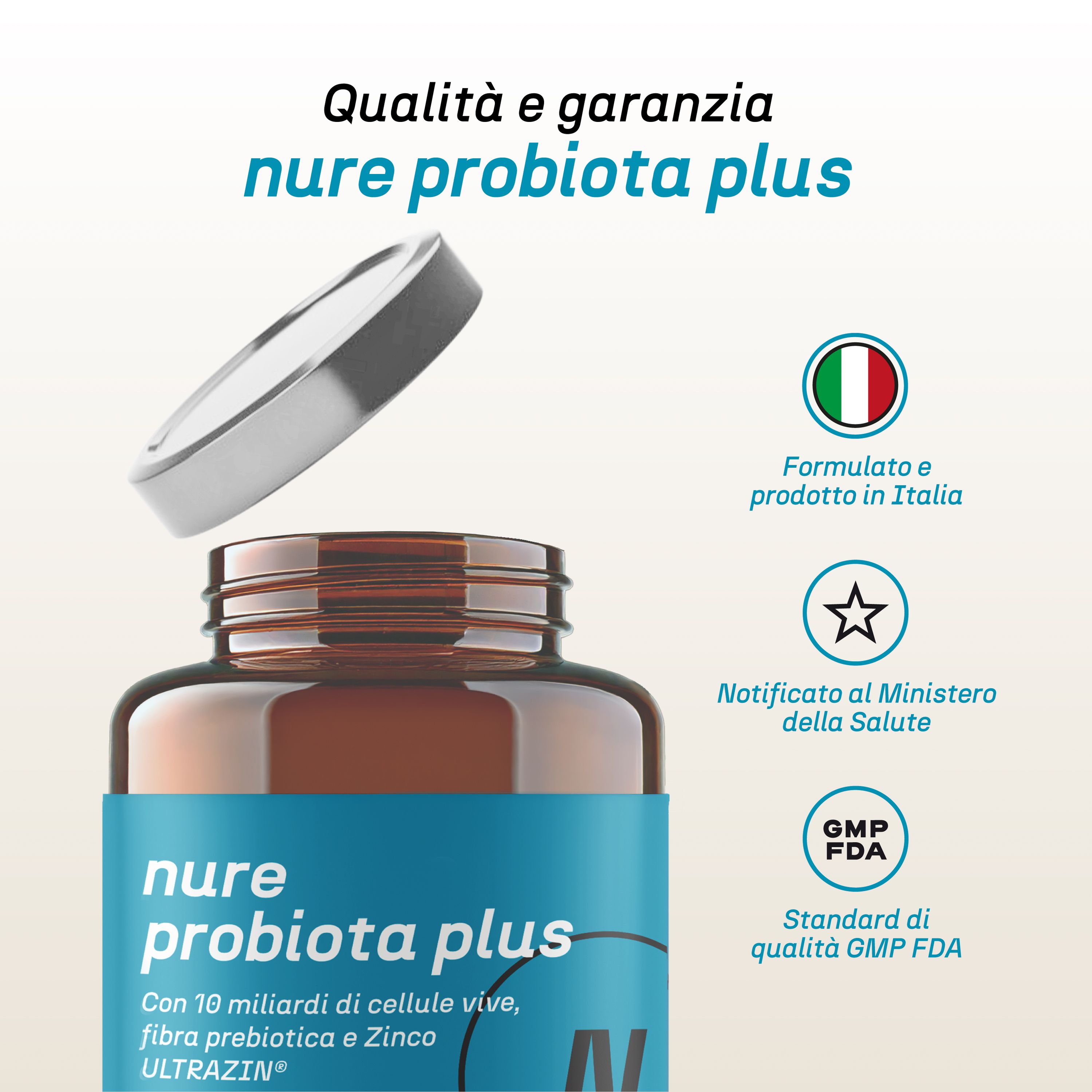 NURE Probiota Plus 30 cps da 500 mg | Integratore Probiotico per l'Equilibrio Intestinale